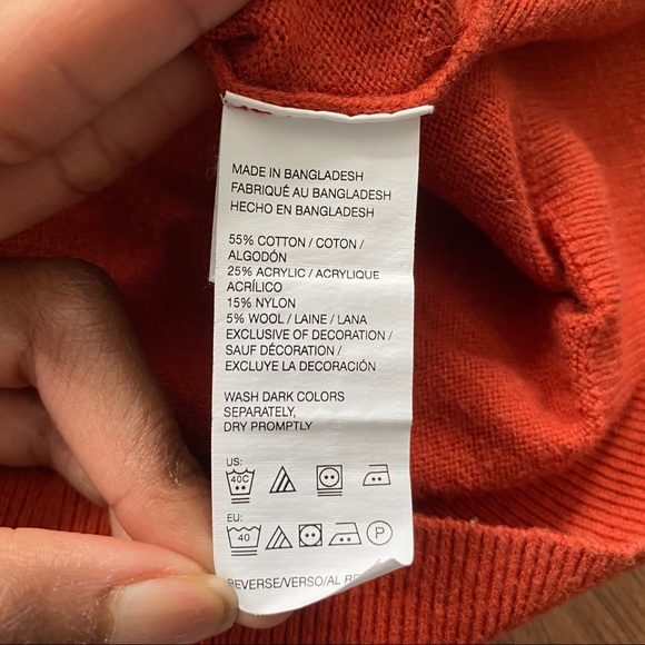Izod Orange Pullover V Neck Sweater M - Picture 7 of 9